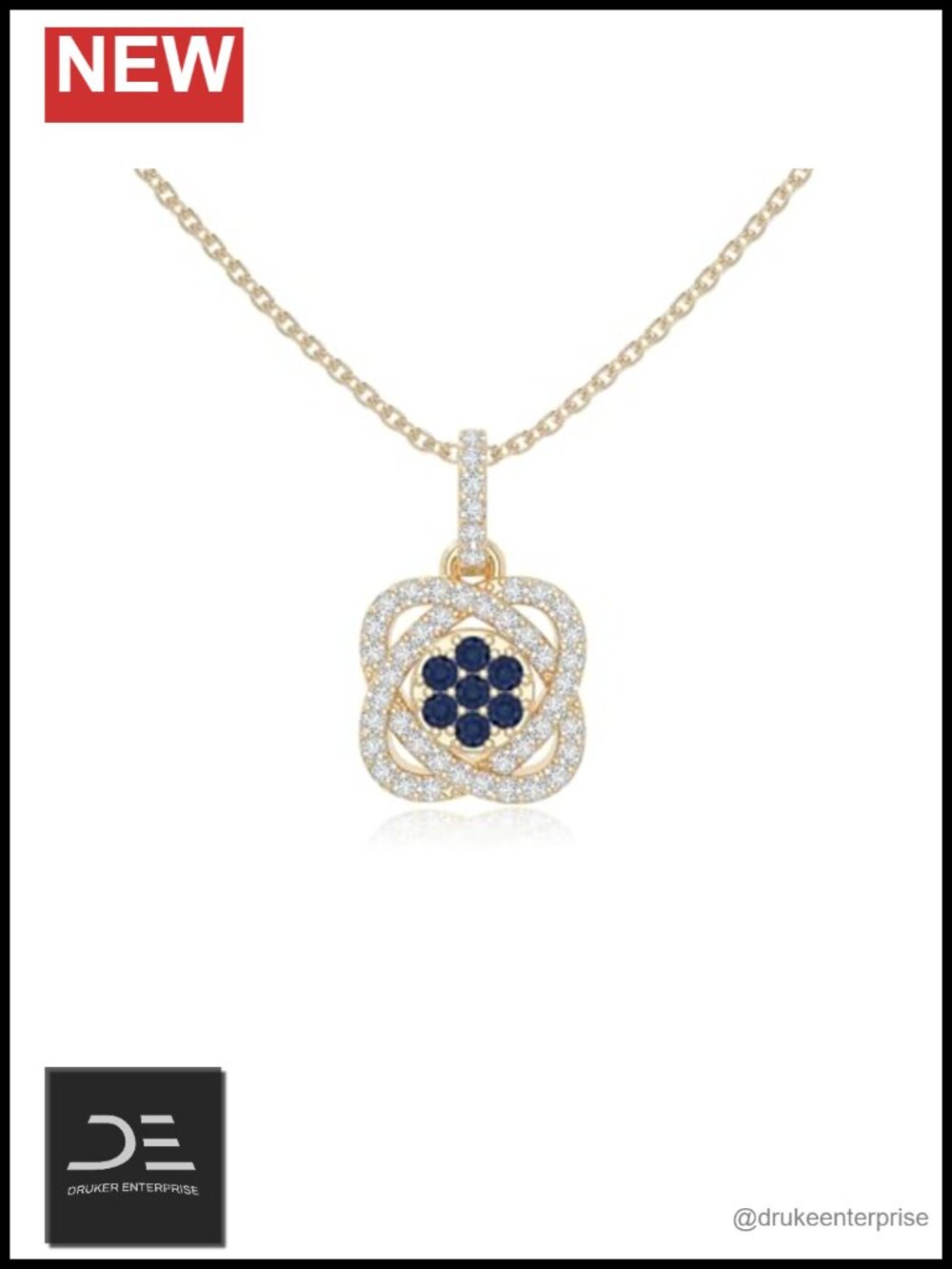Blue Sapphire Moissanite Pendant Necklace